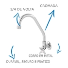Torneira De Cozinha Oliveira 1167 C-23 De Parede Com Bica Móv