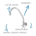 Torneira De Cozinha Oliveira 1167 C-31 De Parede Com Bica Móv