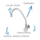 Torneira De Cozinha Oliveira 1167 C-40 1/4 De Volta De Parede