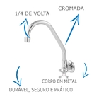 Torneira De Cozinha Oliveira 1167 C-52 1/4 De Volta De Parede