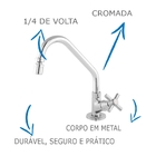 Torneira De Cozinha Oliveira 1168 3/4 C-31 1/4 Volta De Mesa