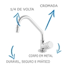 Torneira De Cozinha Oliveira 1168 3/4 C-40 1/4 Volta De Mesa