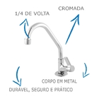 Torneira De Cozinha Oliveira 1168 C-70 1/4 Volta De Mesa Com