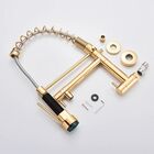 Torneira De Cozinha Parede Gourmet Dourada Inox Monocomando