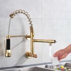 Torneira De Cozinha Parede Gourmet Dourada Inox Monocomando