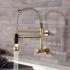 Torneira De Cozinha Parede Gourmet Dourada Inox Monocomando