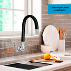 Torneira De Cozinha Parede Gourmet Flexível Preta Via Flix