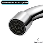 Torneira De Cozinha Pia Bancada Inox Cromado Bica Móvel Areja