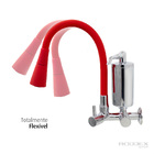 Torneira De Cozinha Vermelho Gourmet De Parede Inox Com Filtr