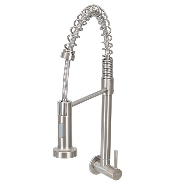 Torneira Gourmet de Parede para Cozinha com Bica Alta Flexível Inox Escovado Standard Civitt