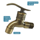 Torneira de Parede Bronze Vintage Curta Rústica Artística Ban