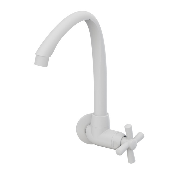 Torneira de Parede para Cozinha com Bica Alta Articulável Branca Cross Tigre