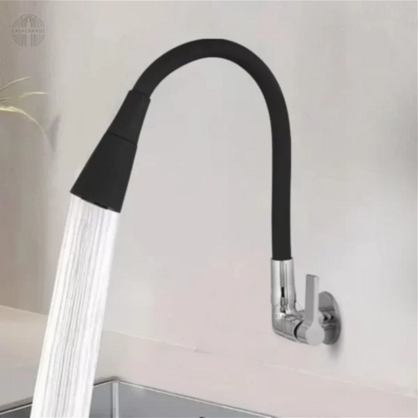 Torneira de Parede Gourmet Flexível com 2 Jatos - Preto Fosco