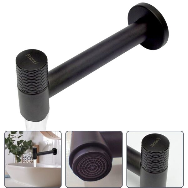 Torneira de Parede para Banheiro Lavabo em Aço Inox Redonda -