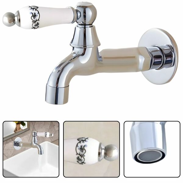 Torneira de Parede para Banheiro Lavabo em Latão Cor Cromado