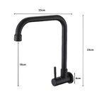 Torneira De Parede Para Cozinha 1/4 Volta Preto Fosco AÇO INO