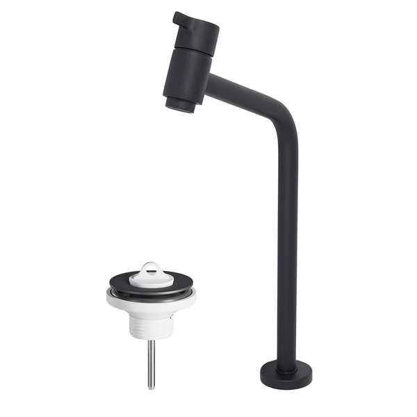 Torneira de Pia para Banheiro com Bica Alta Preto Fosco com Válvula New Eiffel Fani