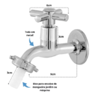 Torneira de Tanque e Jardim com Volante CRUZ C-31 em Metal e