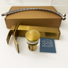 Torneira Dourada Escovada Bica Alta Cascata E Valvula Click 1