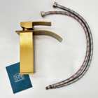 Torneira Dourada Escovada Bica Baixa Banheiro Inox 304 Quadra