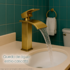 Torneira Dourada Escovada Bica Baixa Banheiro Inox 304 Quadra