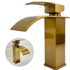 Torneira Dourada Escovada Bica Baixa Banheiro Inox 304 Quadra