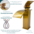 Torneira Dourada Escovada Bica Baixa Banheiro Inox 304 Quadra