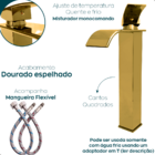 Torneira Dourada Pia Banheiro Bica Alta Cascata E Valvula Cli