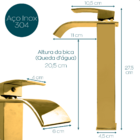 Torneira Dourada Pia Banheiro Bica Alta Cascata E Valvula Cli