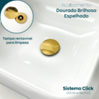 Torneira Dourada Pia Banheiro Bica Baixa Cascata E Valvula Cl