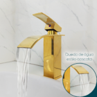 Torneira Dourada Pia Banheiro Bica Baixa Quadrada Inox 304 Lu