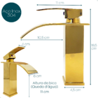 Torneira Dourada Pia Banheiro Bica Baixa Quadrada Inox 304 Lu