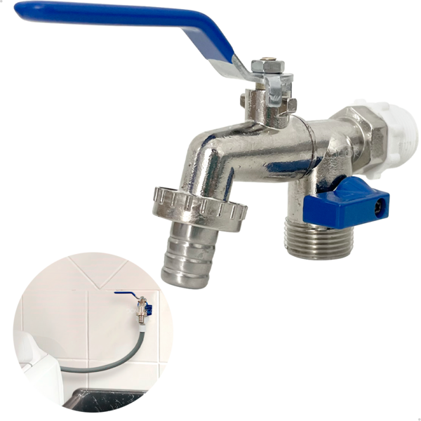 Torneira Dupla De Jardim Taque Maquina De Lavar Registro Dupl