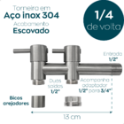 Torneira Dupla Tanque Inox Escovado De Parede Lavanderia Cozi