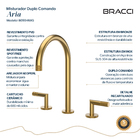 Torneira Duplo Comando Q/f Aria Dourado Escovado