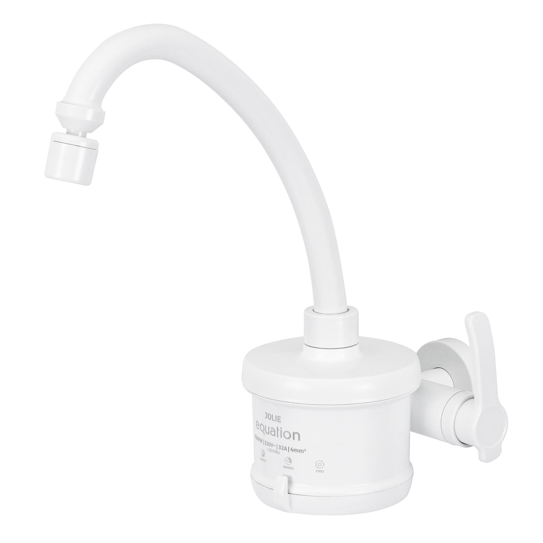 Torneira Elétrica de Parede para Cozinha com Bica Alta Branca 220V