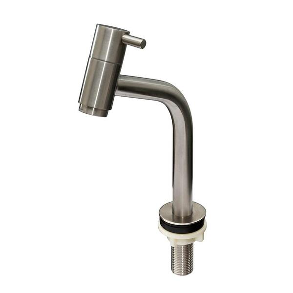 Torneira Em Inox Escovado Bica Curta Mesa 1/4 Volta