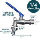 Torneira Esfera De Jardim Com Trava De Cadeado Registro 1/4 V
