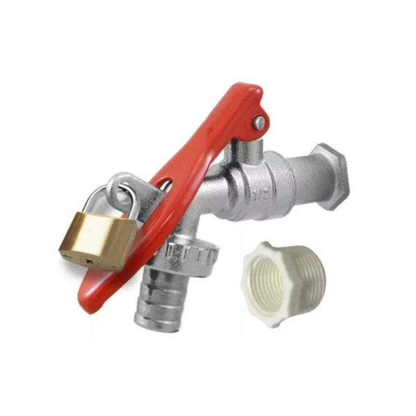 Torneira Esfera Metal 1/2 1/4 Volta Trava Cadeado Comércio Ca