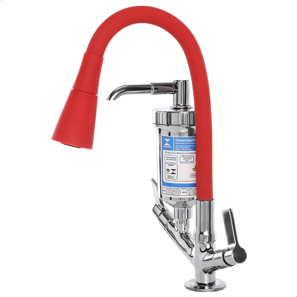 Torneira Filtro 2 Jatos Cone Vermelho/vermelho Para Bancada