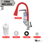 Torneira Filtro 2 Jatos Cone Vermelho/vermelho Para Bancada