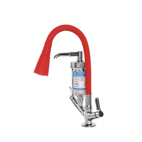 Torneira Filtro Gourmet Flexível Cozinha Bancada Vermelho - U