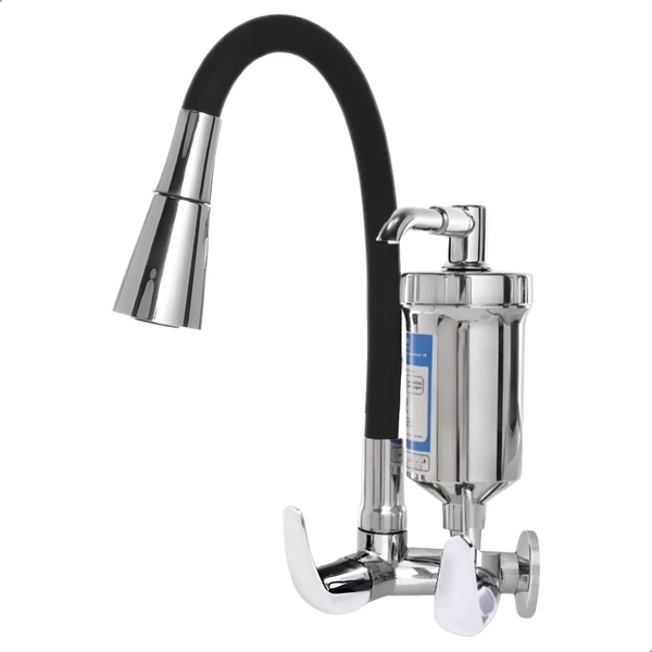 Torneira Filtro Gourmet Flexível Cozinha Parede Preto/cromo