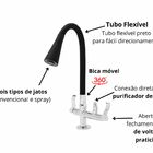 Torneira Flexivel De Mesa Saída Purificador Dois Jatos Preto