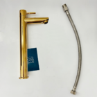 Torneira Fria Dourada Inox 304 Bica Alta 1/4 De Volta Pia Ban