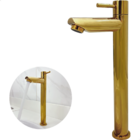 Torneira Fria Dourada Inox 304 Bica Alta 1/4 De Volta Pia Ban