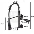 Torneira Gourmet 47cm Coz Flexível Fria Parede Preta F1005b