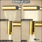 Torneira Gourmet 4 Jatos Rotativa Cozinha Bancada em Metal Mu