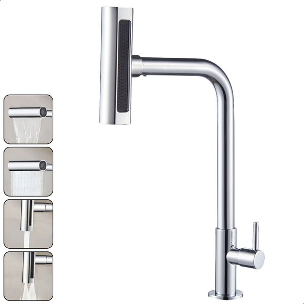 Torneira Gourmet 4 Jatos Rotativa Cozinha Bancada em Metal Mu