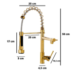 Torneira Gourmet 50cm Monoc Cozinha Bancada Dourada F1006g